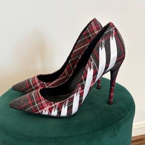 Aldo Red and Black Plaid Heels
